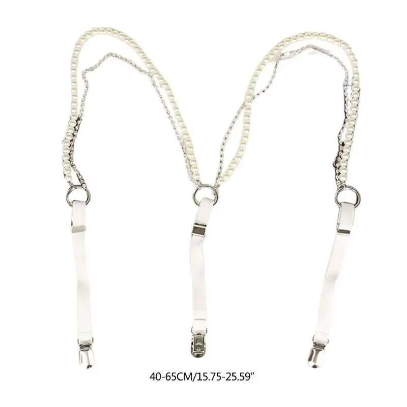 652F حمالات اللؤلؤ الأنيقة مثير سلسلة أحجار الراين مقاطع معدنية طول قابل للتعديل #6