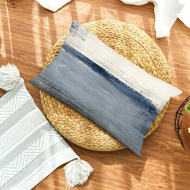 1pc Blue White Abstract Seascape Watercolor Pillow Cover,Suitable for Sofa,Bedroom,Living Room,Study,Healing Gift for Art Lovers