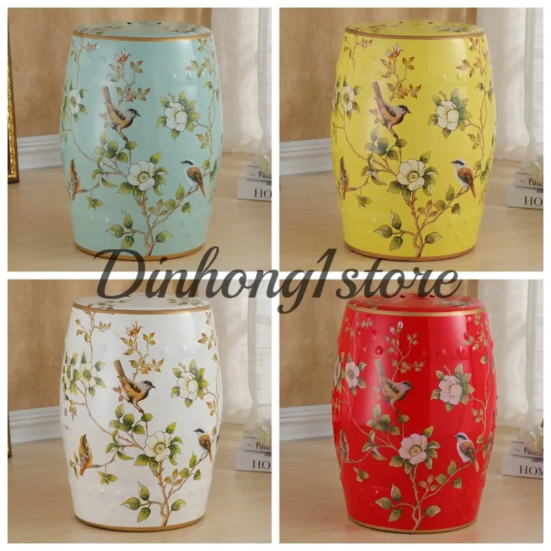 dressing stool shoe changing stool/flower and bird ceramic drum stool porcelain pier embroidery pier ceramic seat stool