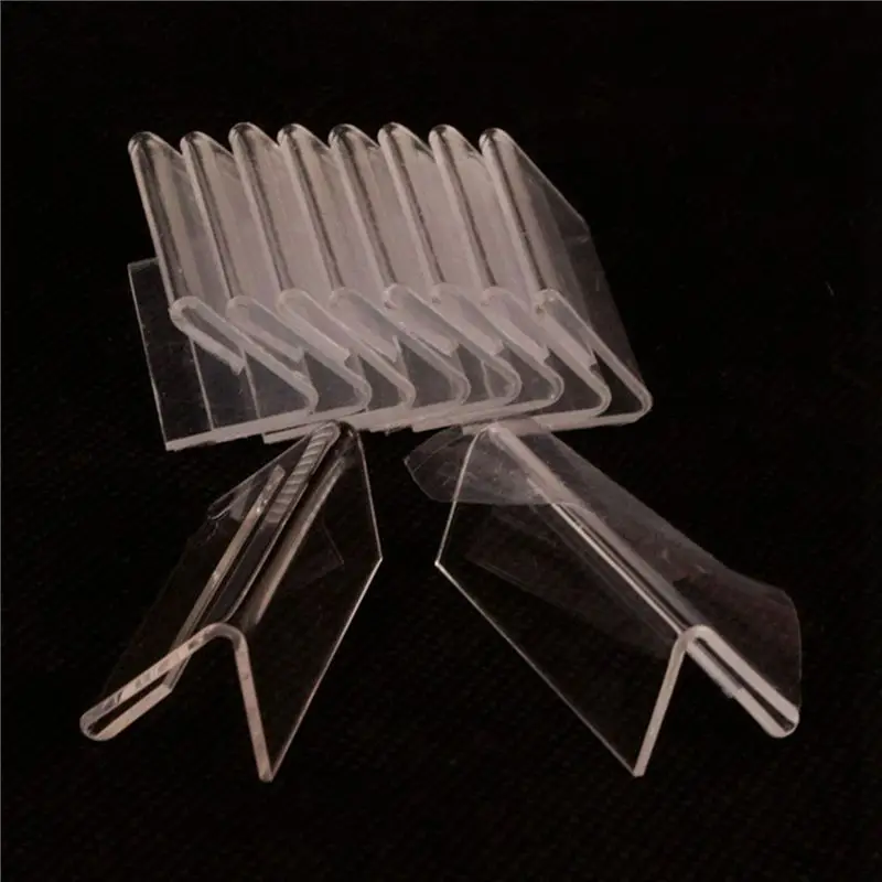 A04G-150Pcs Clear Signage Card Holder Poster Holder Plastic Mini Label Holder Acrylic Card Display Stand 2X4cm
