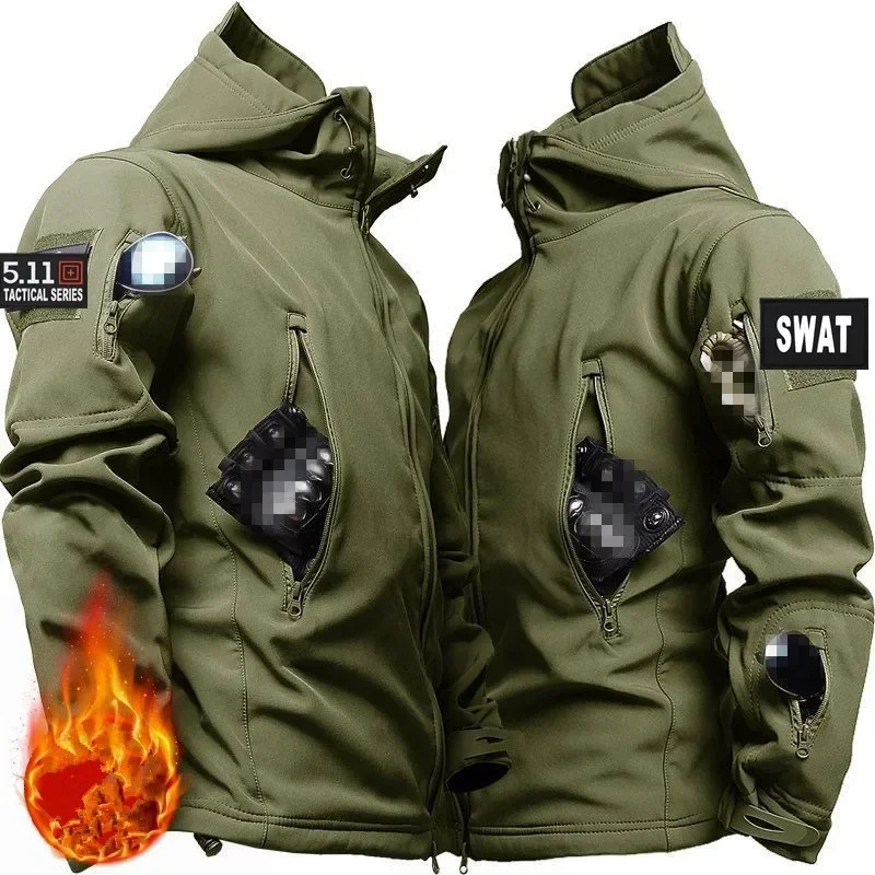 

2024 GL Waterproof and Warm Soft Shell Wool Fleece Wear-resistant Knee Double Layer Thickened Special Tactical Pants Jacket