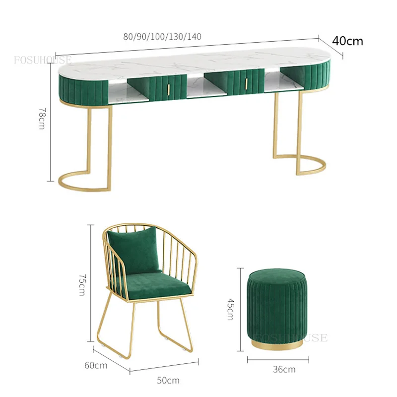 Nordic Marble Manicure Table Chair Set Creative Designer Single Double Manicure Tables Modern Minimalism Professional Nail Table