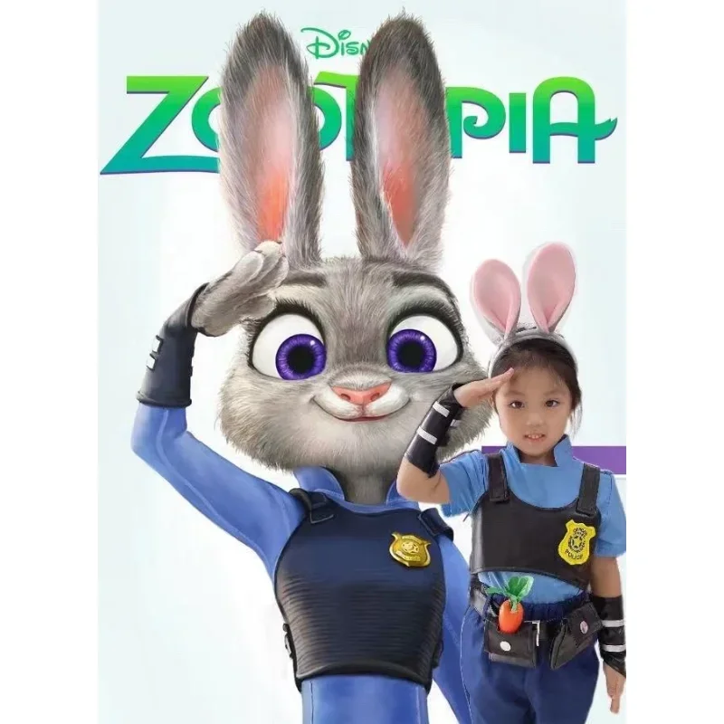 Zootopia anthropomorphic Judy rabbit Nick fox cosplay children's female daily clothing character props 1 piece