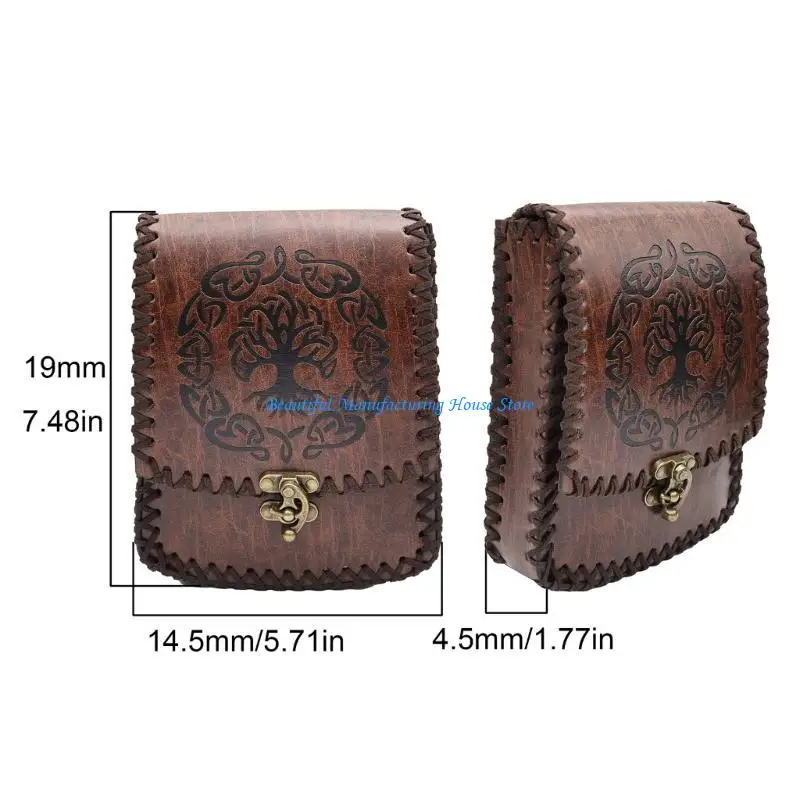 E56A Bolso cinturón medieval PU Monedera monedas cuero Renacimiento Bolsa cintura pequeña