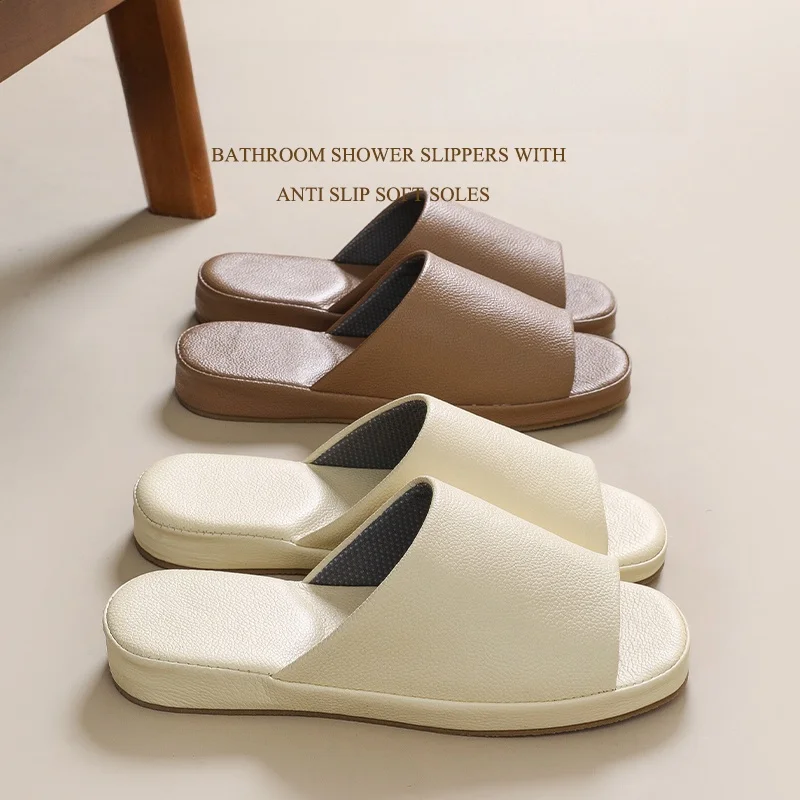 

Leather Anti-Odor Men's And Women's Slippers Wear-Resistant Thi Bot Anti-Slip Summer Indoor Wood Floor Home Four Seasons