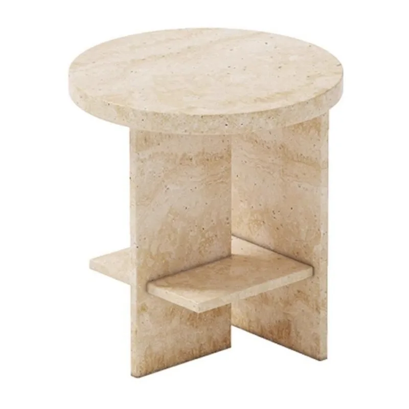 bedside table, living room, sofa side, natural travertine small coffee table