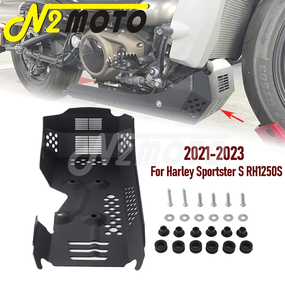 Black Motorcycle Engine Skid Plate Aluminum Bash Plate Chassis Protection Cover For Harley Sportster S 1250 RH1250S 2021-2023