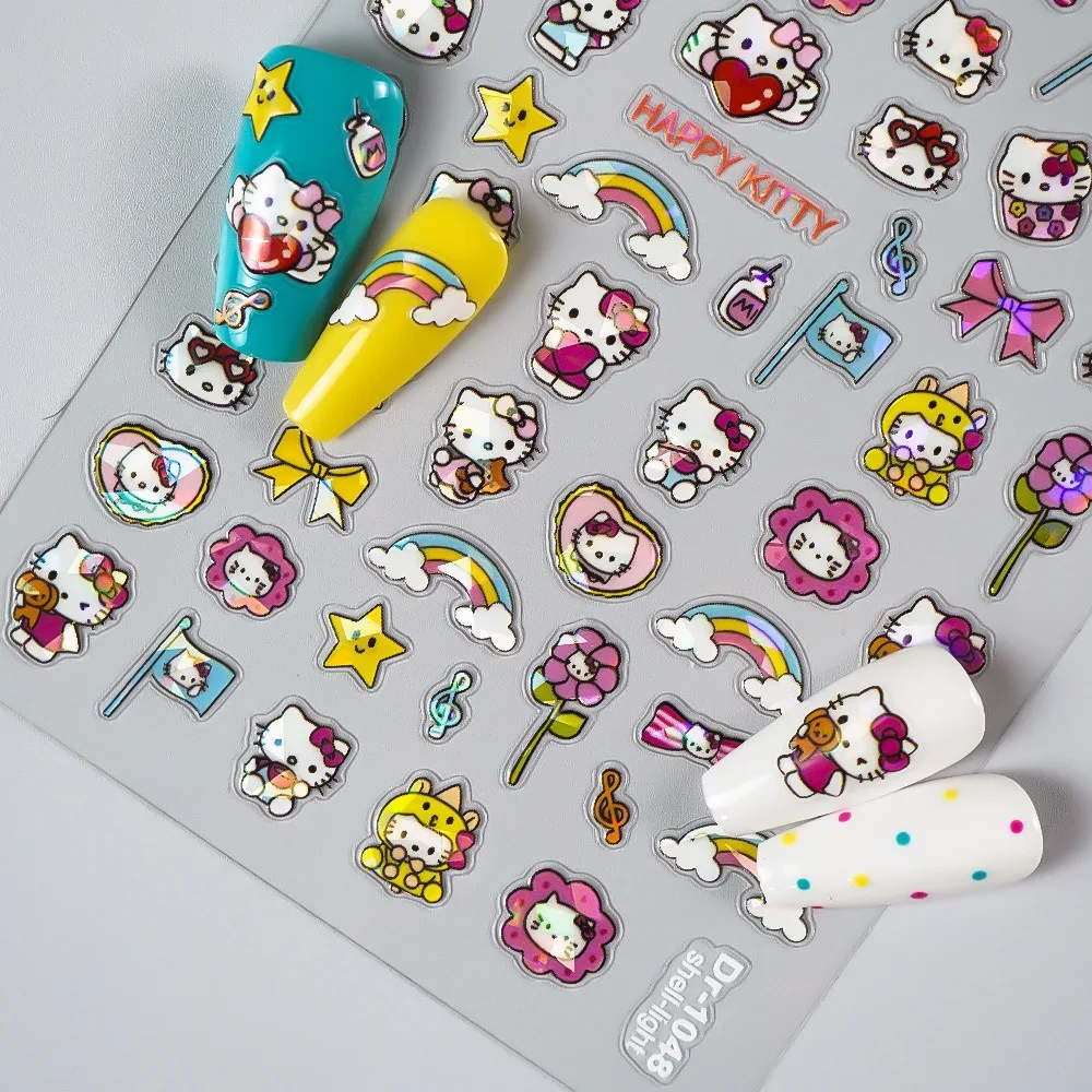 1PCS Sanrio Nail Art Stickers Cartoon Kuromi Melody Nail Decals Nail Art Decoration  Cute Sanlio Series 5D Stickers for Nails