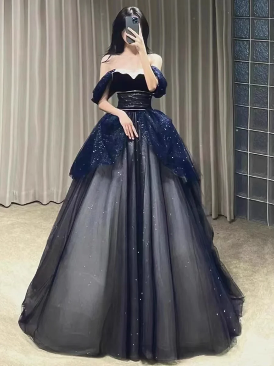 One-shoulder evening dress for women 2024 new high-end fugitive princess dress birthday student graduation ceremony adult ceremo