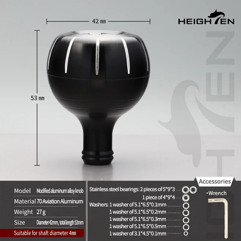 ترقية مقبض بكرة دوارة 42 مم من HEIGHTEN - طرف تنقيط من الألومنيوم للفضاء الجوي مع قبضة واحدة متدرجة لبكرات الصيد #3