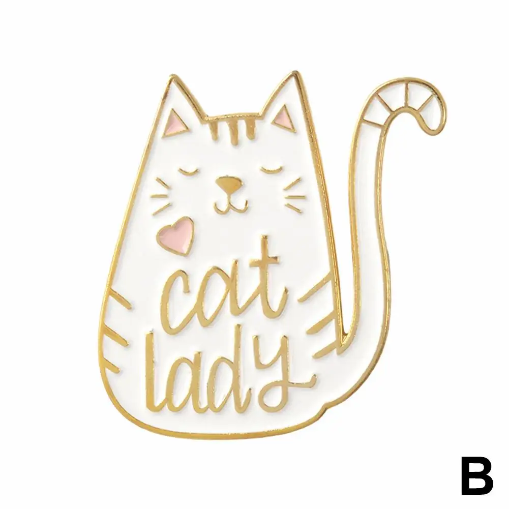 Lady Cat Brooches Lapel Pin For Women Girls Best Friends Fashion Cute Animal Pink Love Heart Kitten Pins Dress Scarf Access K6L8