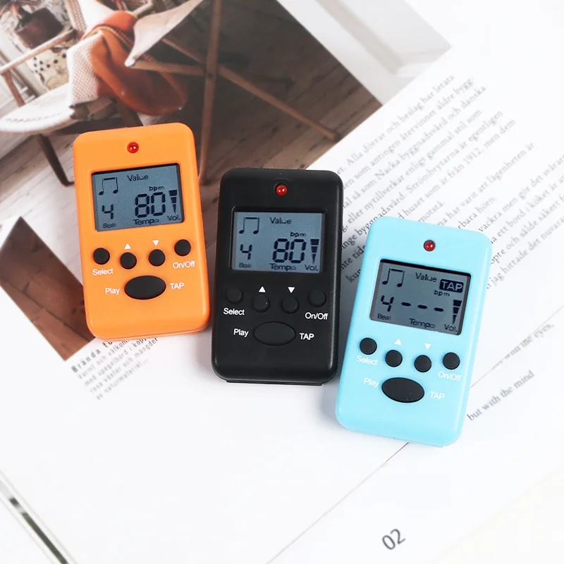Metrónomo Digital Mini metrónomo Clip-on LCD volumen ajustable metrónomo portátil para Piano guitarra flauta violín tambor