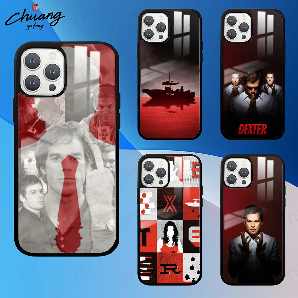 D-Dexter Morgan movie Phone Case For 11 12 13 14 15 16Pro Max mini Plus Frosted mirror Phone Cover