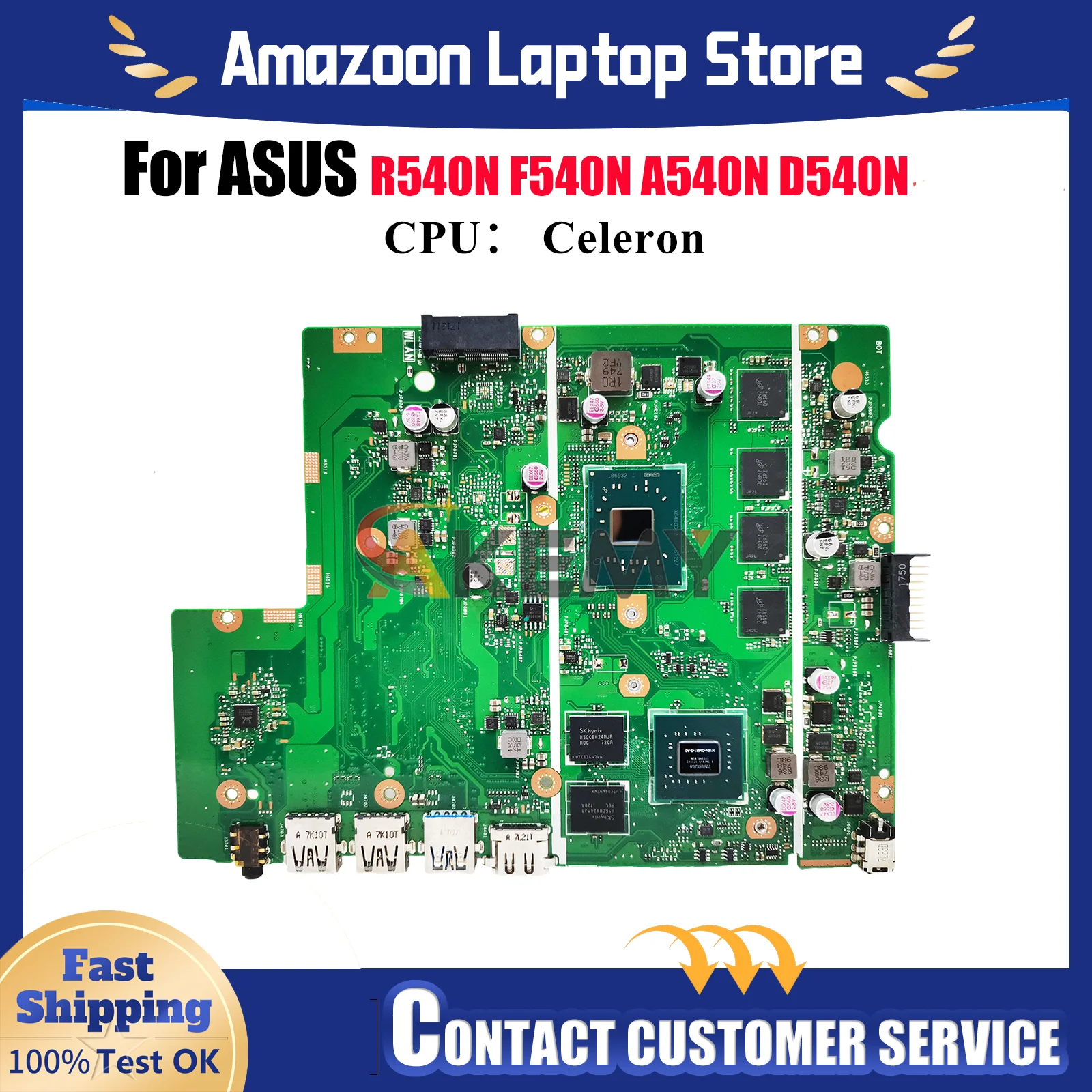 

X540NV Laptop Motherboard For ASUS VivoBook D540N X540NV F540N X540N A540N R540N Mainboard With Celeron CPU 100% tests OK stk