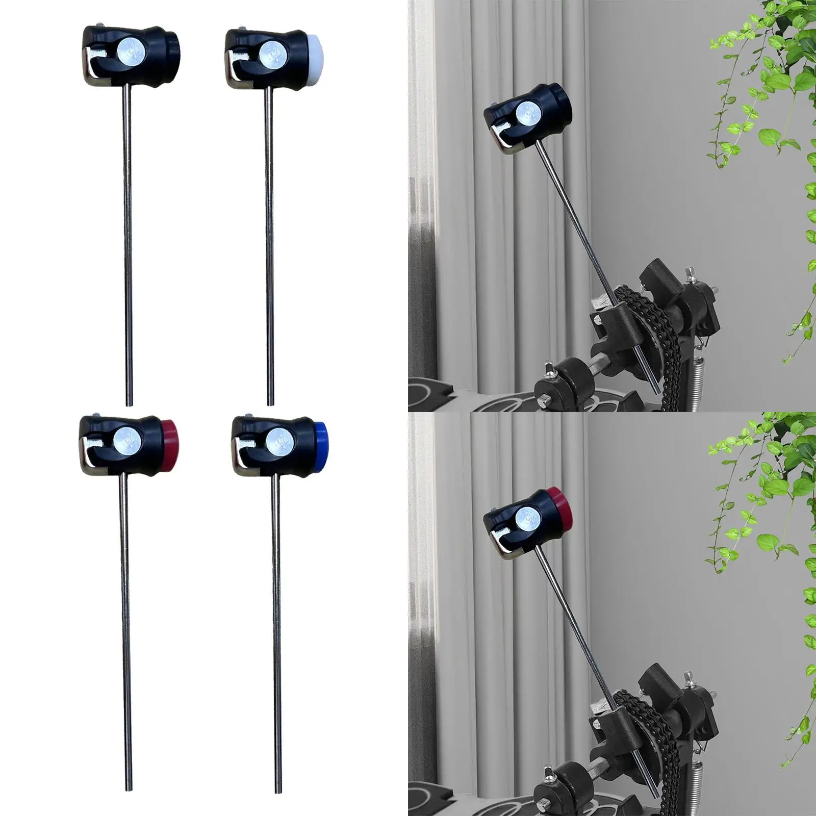 Bass Drum Pedal Mallet, Drum Pedal Beater with Round Rubber Head for Bass Musical Instrument Replacement Part Accessory