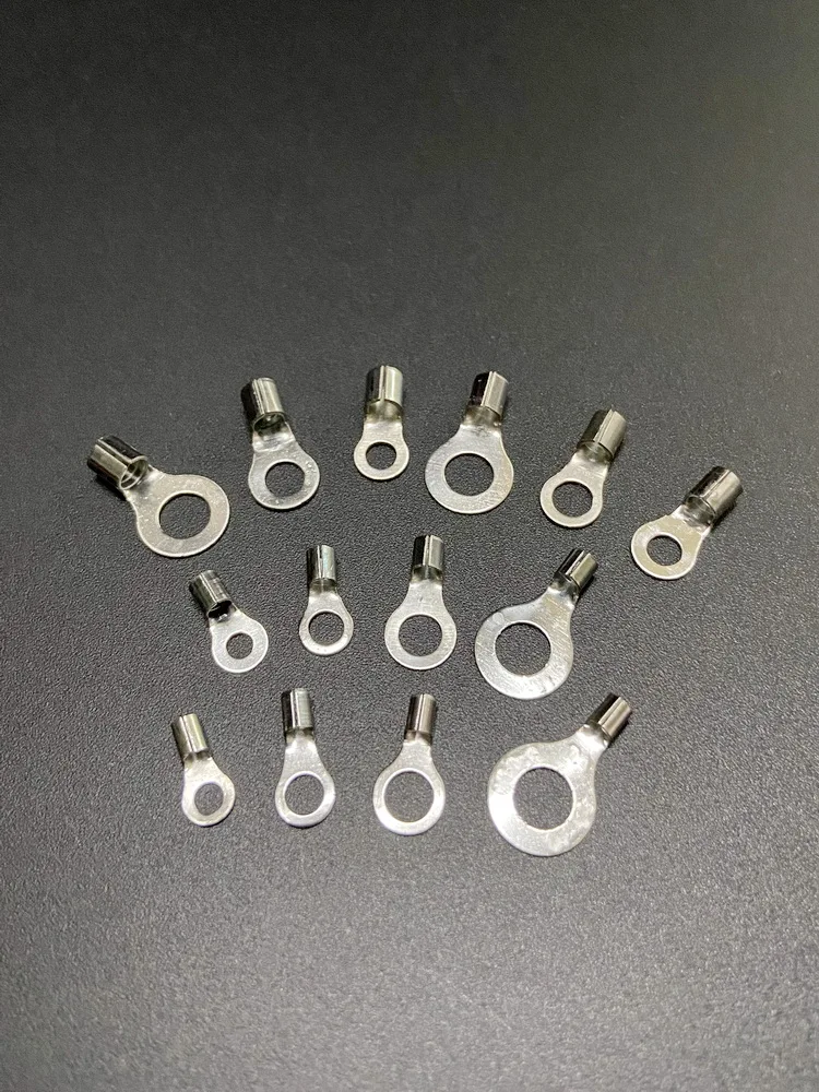 Brass Tin Plated 1.25 to 5.5 Square Millimeters Screw Holes 3 To 6 Circular Wire Ear Connector Cold Pressing Crimping Terminals