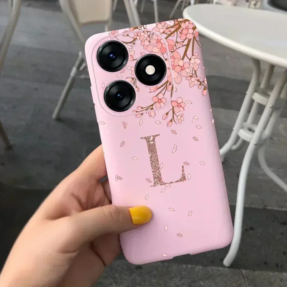 Casing tahan guncangan untuk Tecno Spark 10 penutup mewah huruf awal silikon lunak Funda belakang untuk Tecno Spark 10C KI5k Spark10 Hoesje