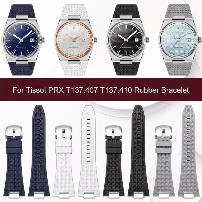 Cinturino orologio in silicone a sgancio rapido per Tissot PRX T137.407 T137.410 Bracciale in caucciù al fluoro di alta qualità 27-12mm