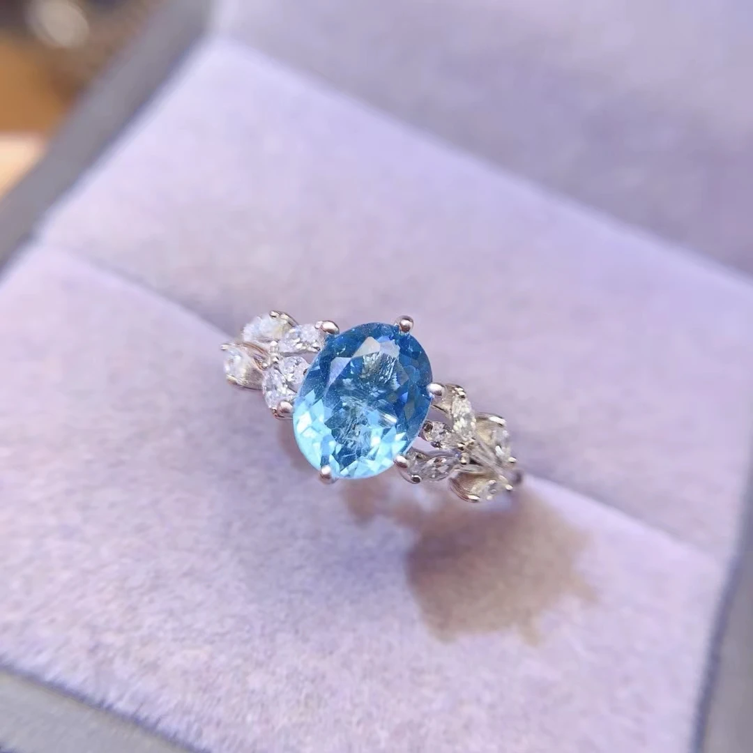 KJJEAXCMY Women's Ring| Natural Swiss blue Topaz with S925 silver , electroplated color retention process, high-clarity support
