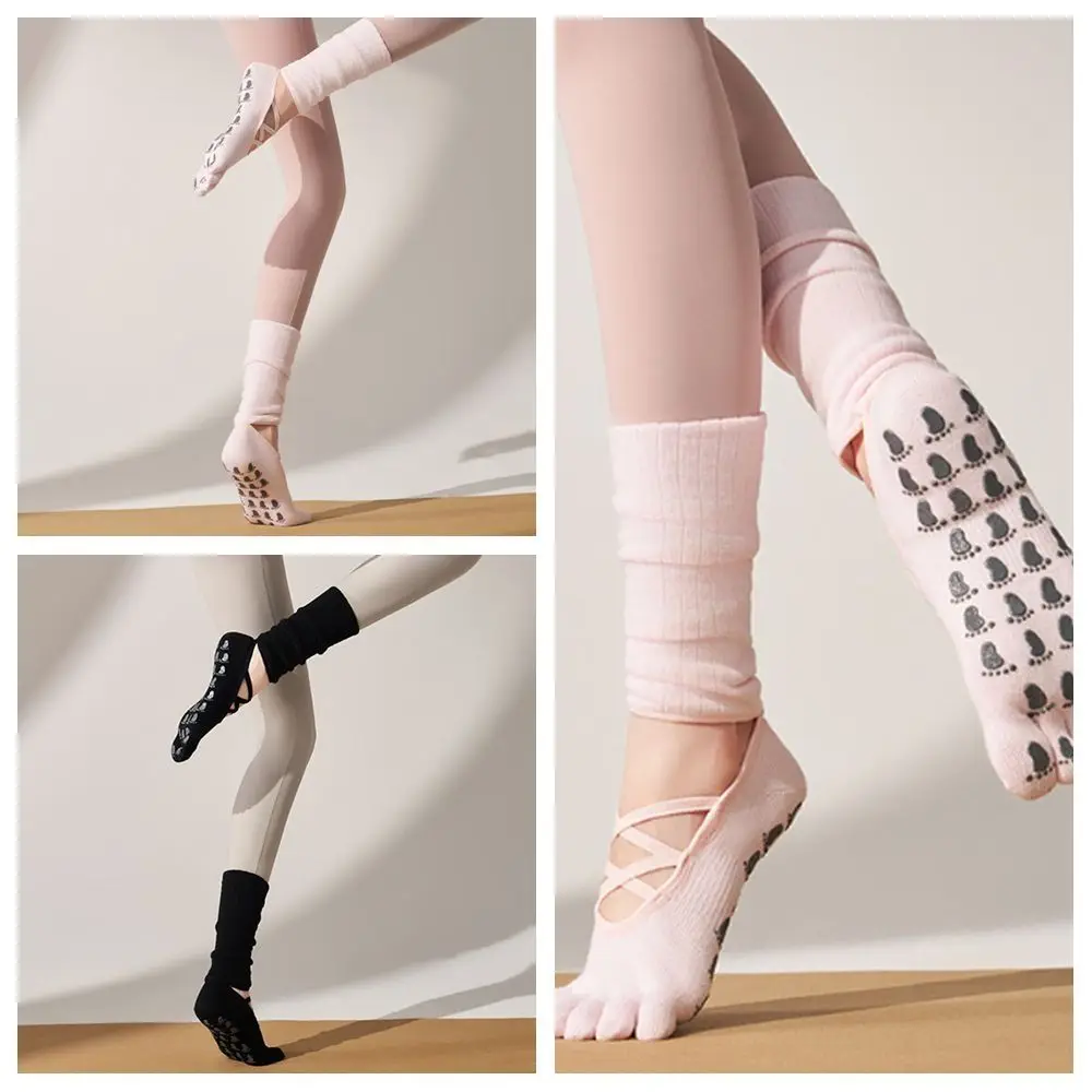 

New Cotton Pilates Socks Harajuku Street Sweat-absorbent Yoga Socks Casual Non-Slip Grip Mid Tube Socks