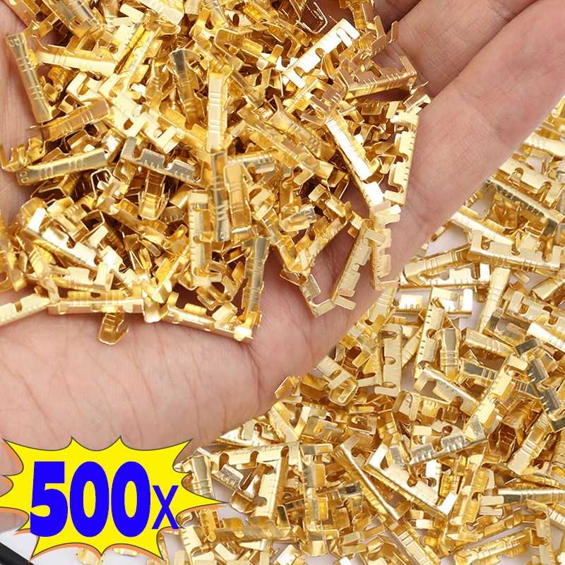 50/500PCS Brass U-shaped Parallel Cold Plug Terminals Power Cord Connectors Electrical Quick Connect Plug-in Terminal 0.3-1.5mm²