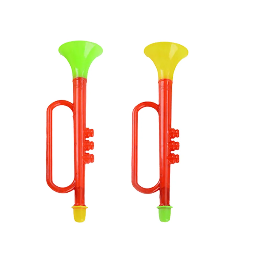 10 stuks kinderen plastic trompet muziekinstrument leuk educatief cadeau voor kinderen verjaardag willekeurige kleur