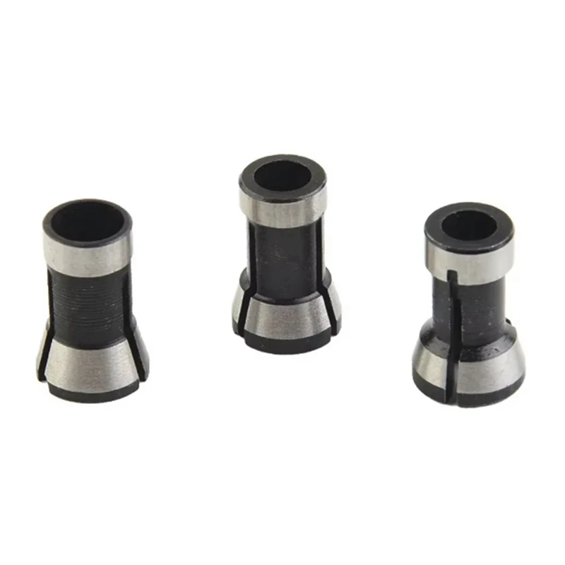 A23T 4pcs Router Bit Collet Chuck Set 6mm 8mm 6.35mm M15 Screw for Nut for Trimming Engraving Machines Electric Milling Cutter