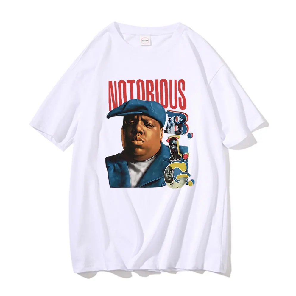 Rapper The Notorious Big Graphic T Shirt Men\'s Pure Cotton Short Sleeve Tees Biggie Smalls Tshirt Men Hip Hop Oversized T-shirts