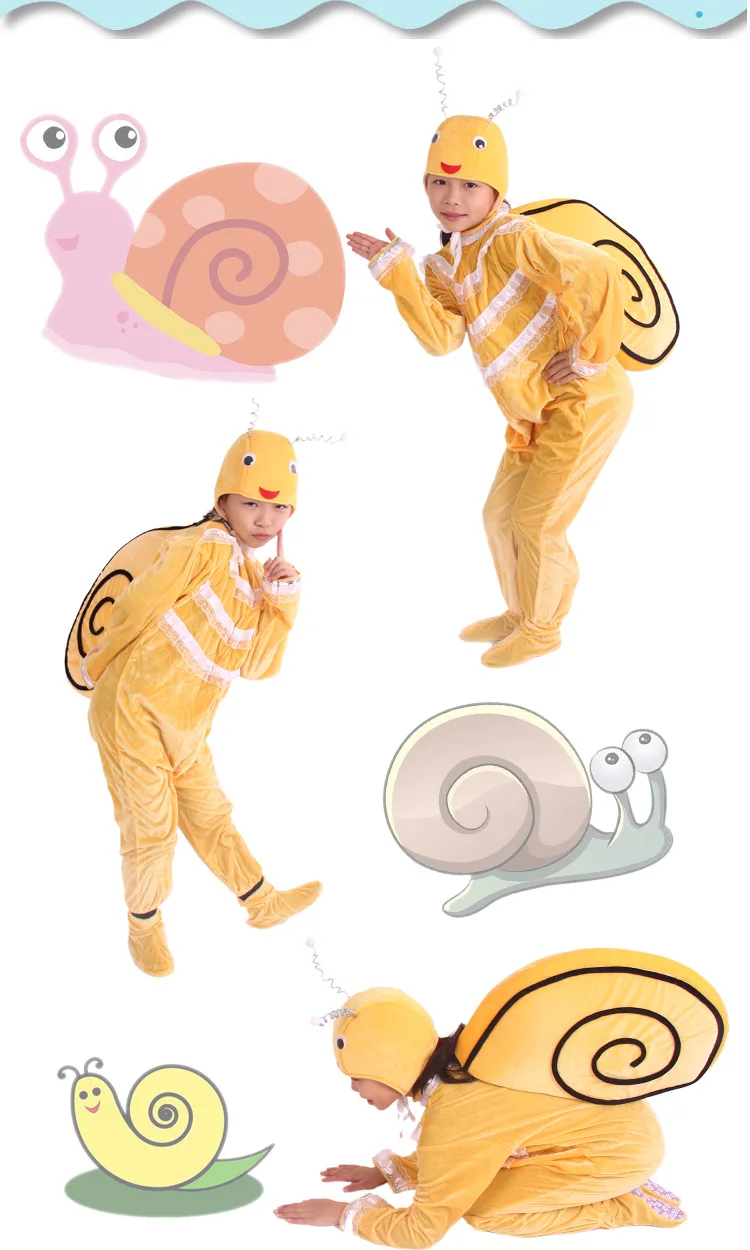 Children\'s animal costume  Snail Cosplay Cute Insects Costumes yellow snail Halloween kid