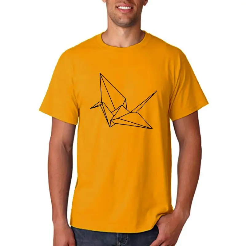 Summer Casual Man T Shirt Good QualityHerren T-Shirt Origami Kranich Crane Vogel Bird Geometrisch T-shirt