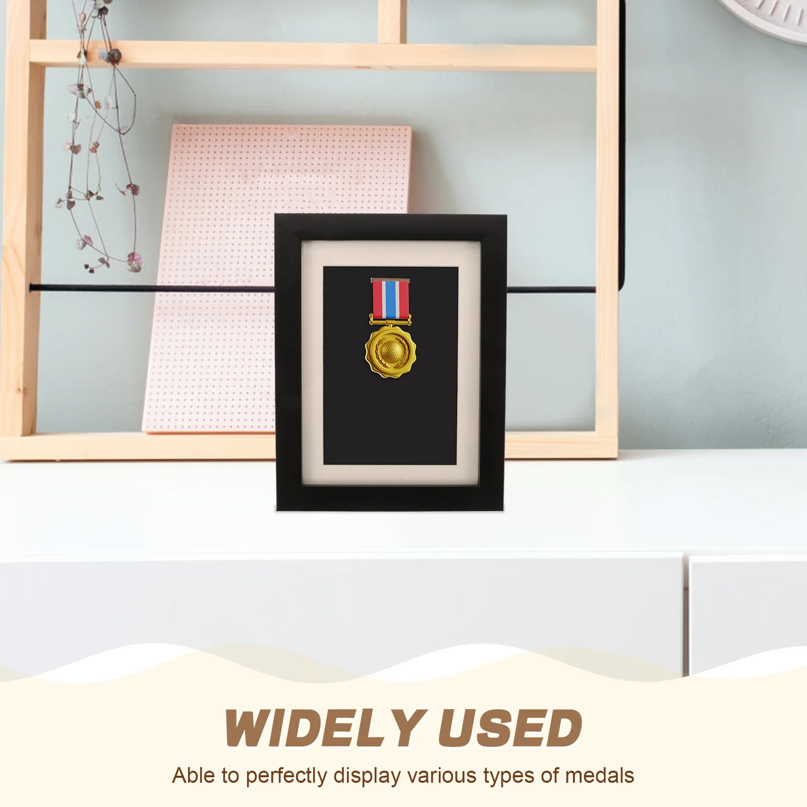 

3D Medal Display Frame Stand Holder Case for Photos Badges Glass Award Table Long Time Use Safe Reusable Not Deform