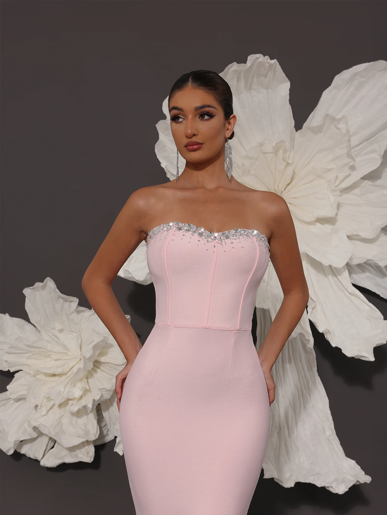 White Bandage Dress Luxury 2025 Bandage Dresses Woman High Quality Elegant Fashionable Dress Cocktail Party Evening Dress