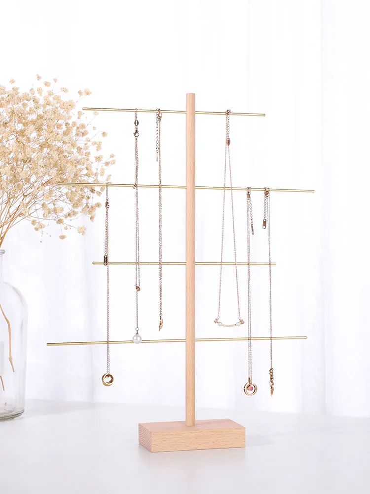 

Simple Walnut And Elm Multi-Layer Jewelry Display Stand Storage Earring ooting Props Faion Accories Organizer Ra