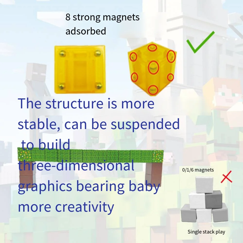 Blok magnetyczny magnes do układania mini magnes do zabawek 25MM mały blok magnetyczne klocki na prezenty urodzinowe dla dzieci