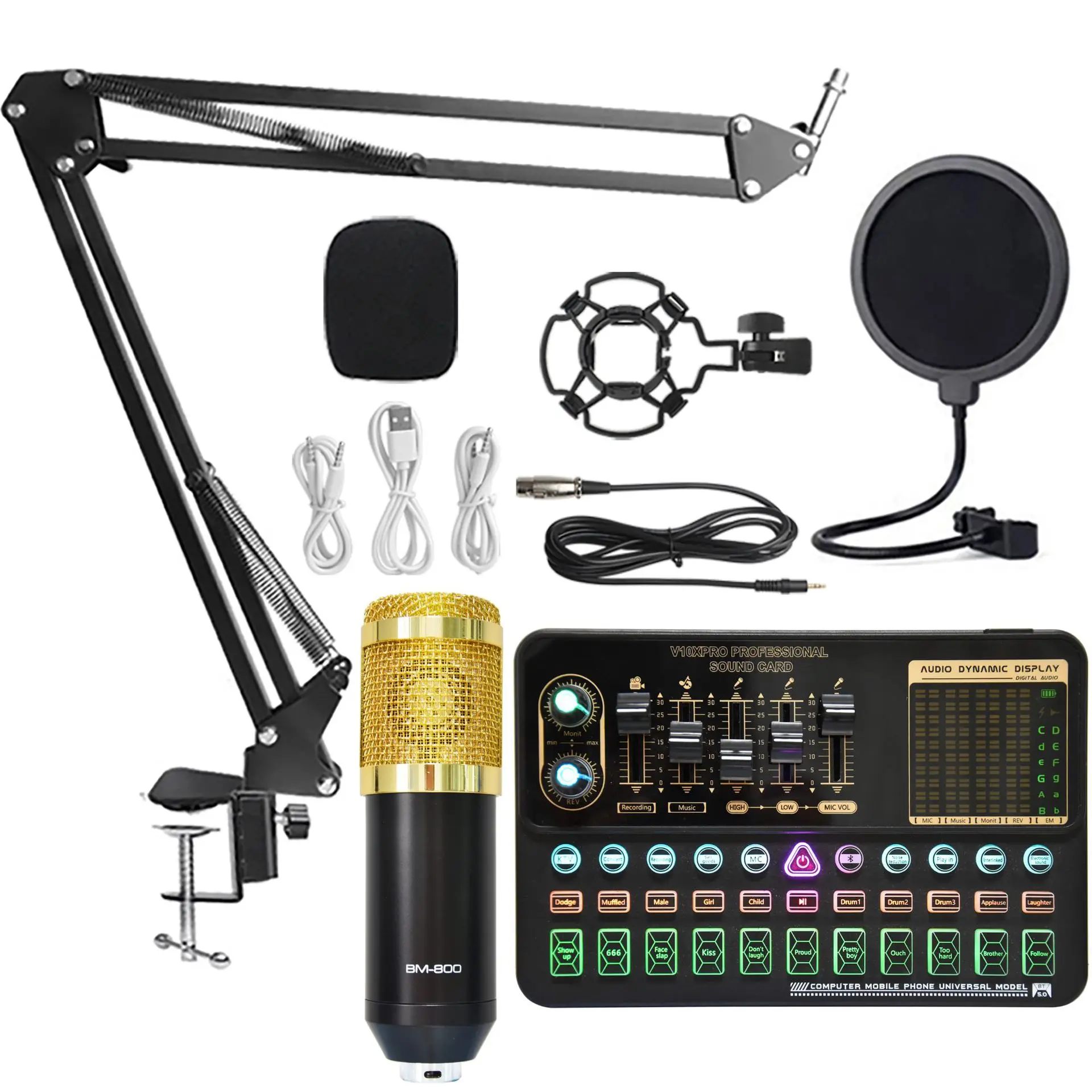 Professional Sound Card Condenser Game bluetooth Audio Live Broadcast MIC USB OTG Recording