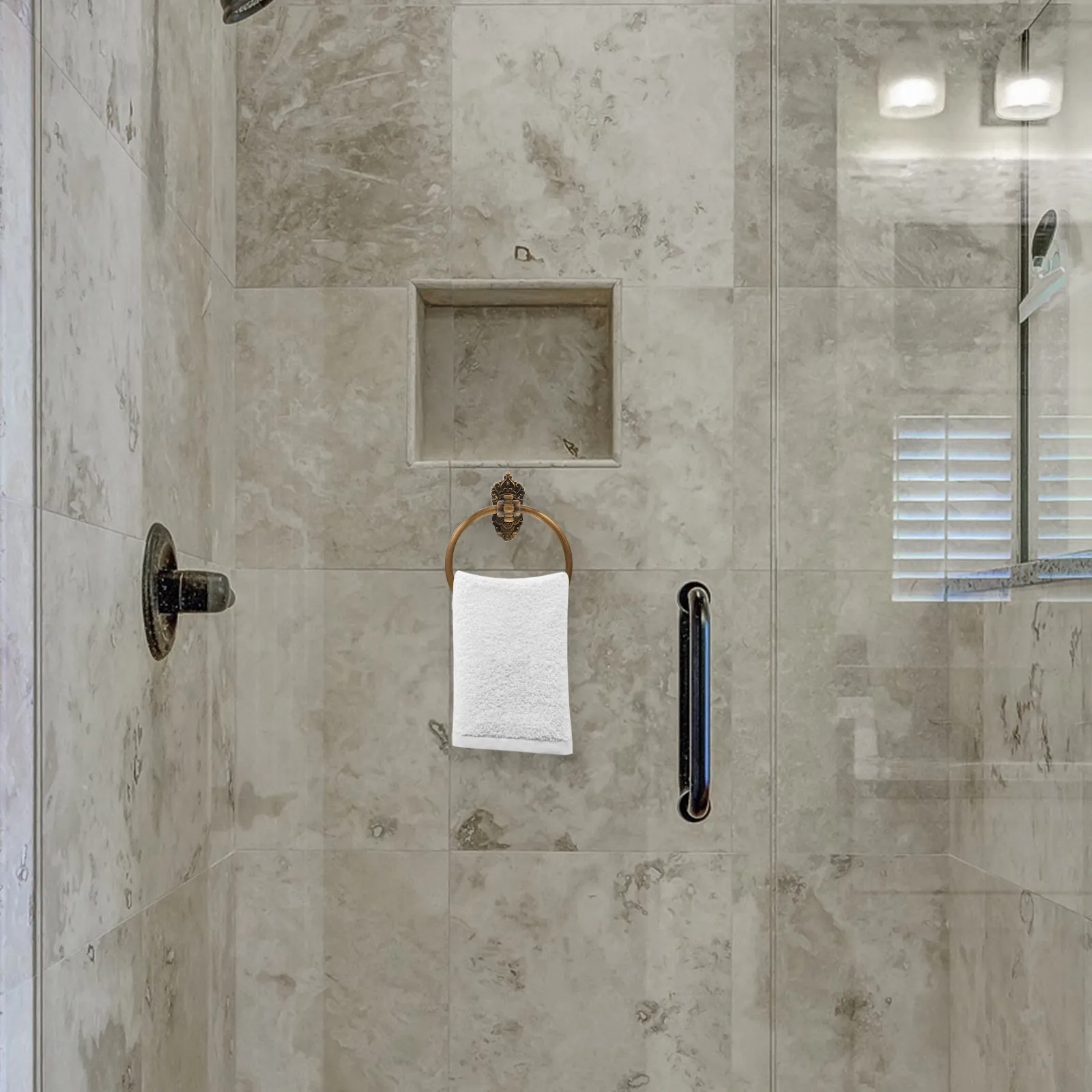 

Aluminum Round Towel Ring European Design Wall Mounted Bathroom Accessory for Hand Towels Kitchen Rags Fast Drying Space Saving