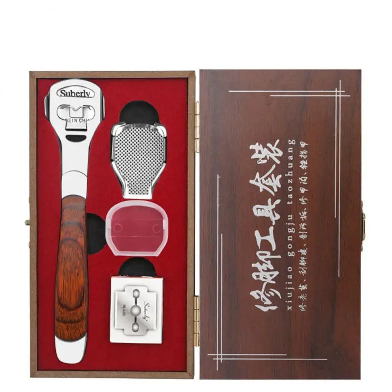 مجموعة كاشط أقدام سهلة الاستخدام ، عناية فعالة بالقدم ، تصميم مريح ، عناية بأقدام الكعب ، مقبض خشب ملون ، يزيل الجلد الميت ، الجلد الميت