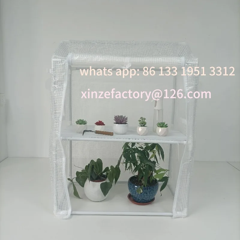 

Customizable Outdoor greenhouse 2-layer bracket zipper roll door sliding door powder coated steel frame, waterproof PVC cover fo