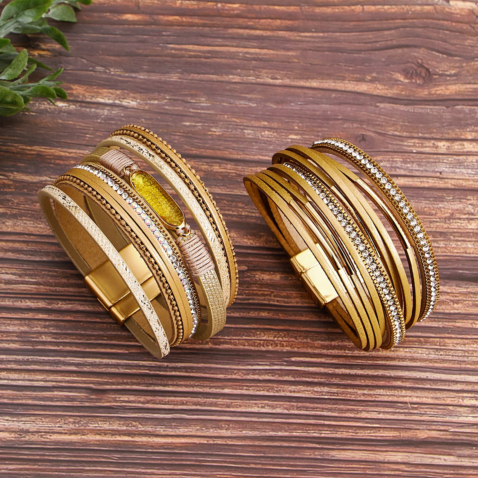 

Amorcome Bohemian Women's Leather Bracelet Vintage Handmade Woven Multi-layer Wide Leather Bracelets for Women Jewelry Gift 2026