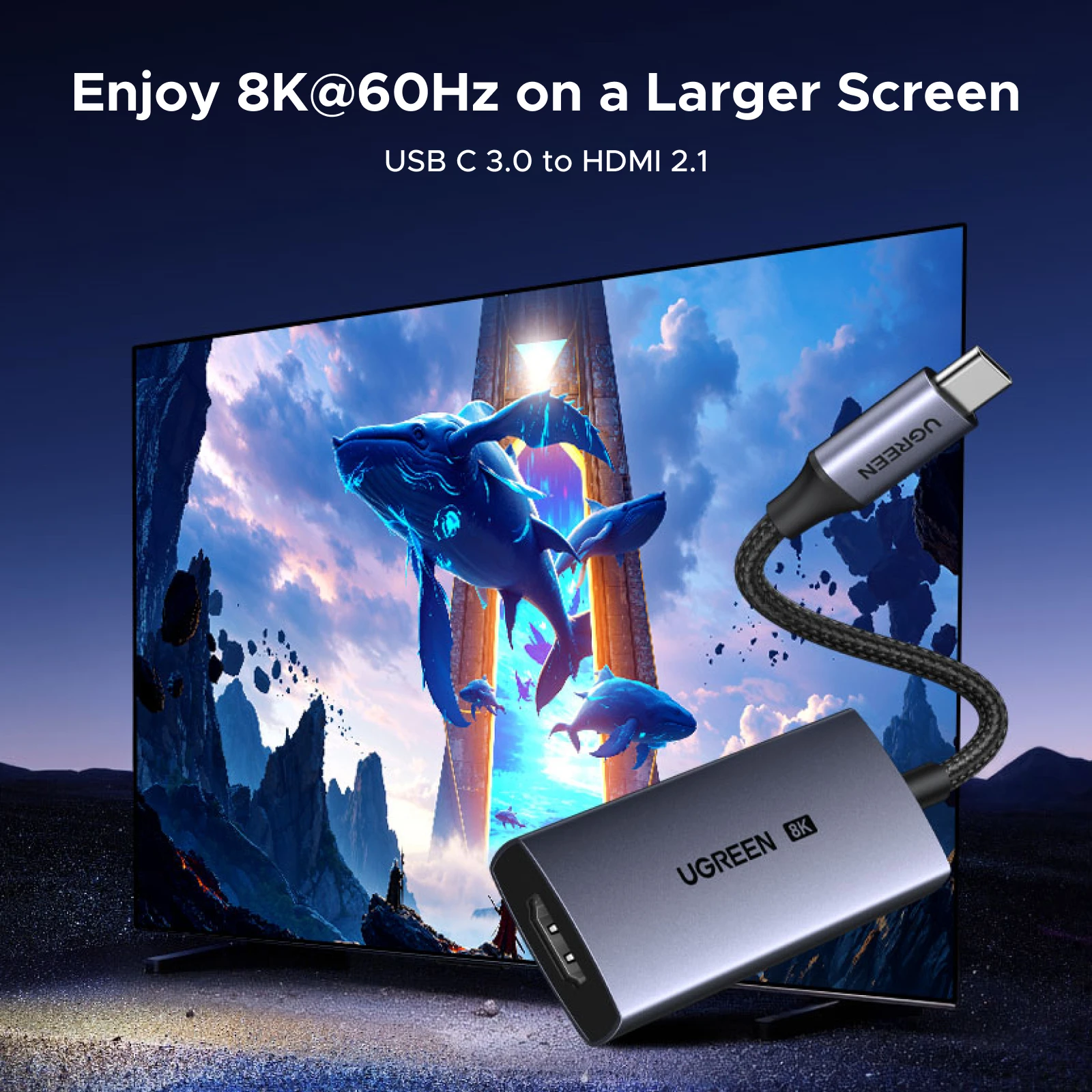 UGREEN USB C to 8K HDMI Adapter for Xiaomi MacBook Pro Air iPad Pro Samsung Galaxy 8K/60Hz USB C to HDMI Converter Cable