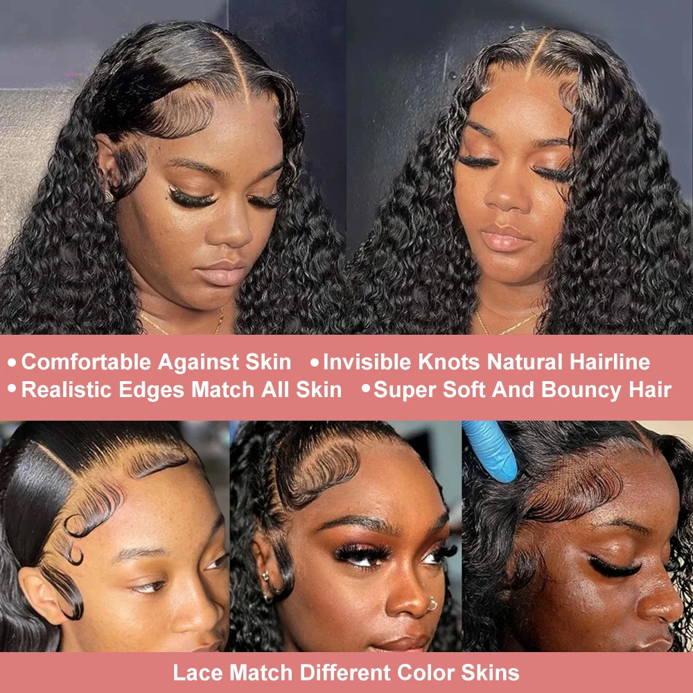 40 Inch Water Wave Lace Front Wig 7x5 Glueless Wig Curly Human Hair Deep Wave 13x4 13x6 Hd Lace Frontal Wigs For Women 250%