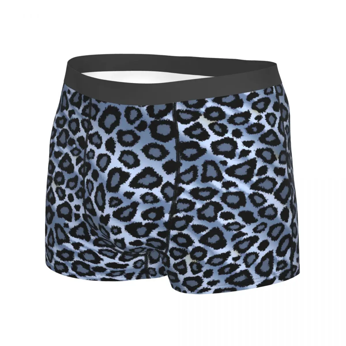 Leopard Animal Print Underwear Blue And Grey Male Boxer Brief Classic Boxer Shorts Hot Sublimation Plus Size Panties