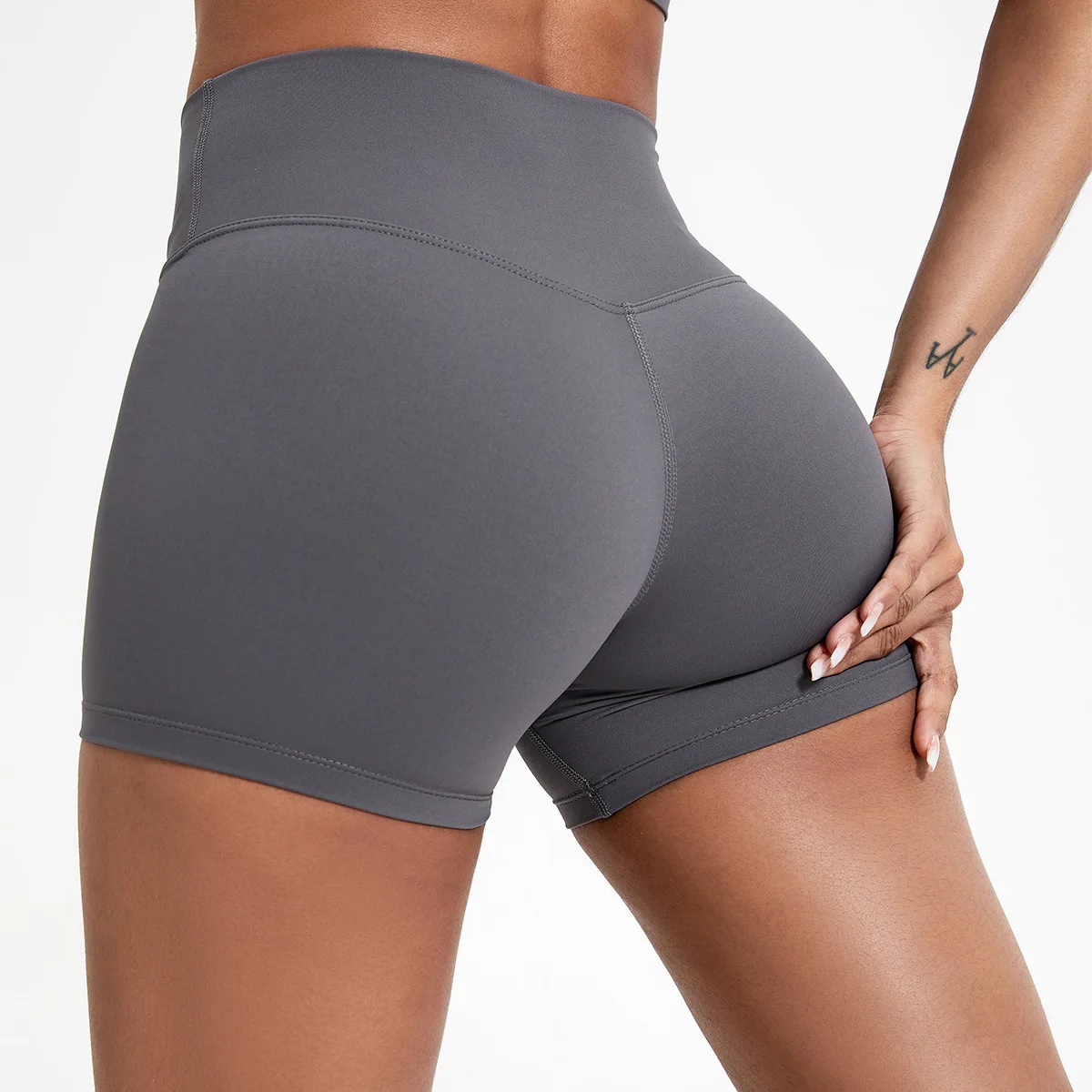 Solid Color Sports Yoga Shorts Gym Women High Waist Tight Fitness Shorts Running Exercise Stretch Traceless Sexy Pilates Shorts image 6