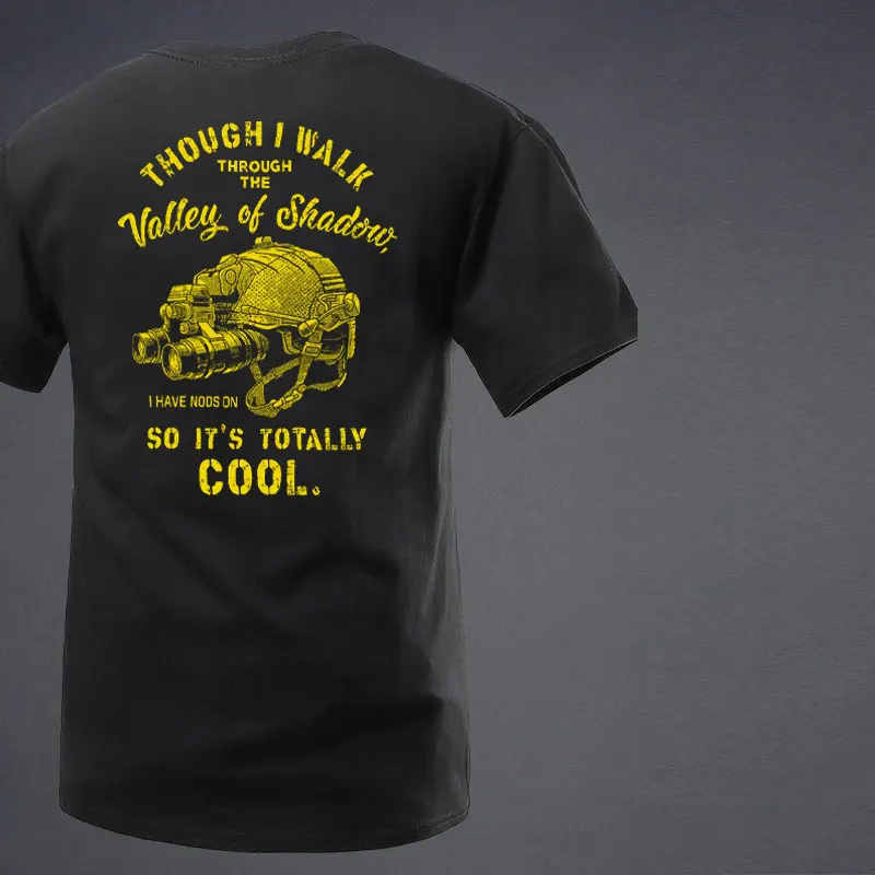 Family Matching T‑Shirt Black Tactical Humor Yellow Distressed Helmet Night‑Vision Gear Vintage Curved  Streetwear