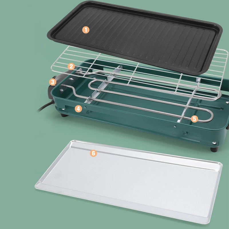 Parrilla eléctrica de barbacoa para el hogar, máquina de horno de carne de ternera sin humo, Teppanyaki, 220V