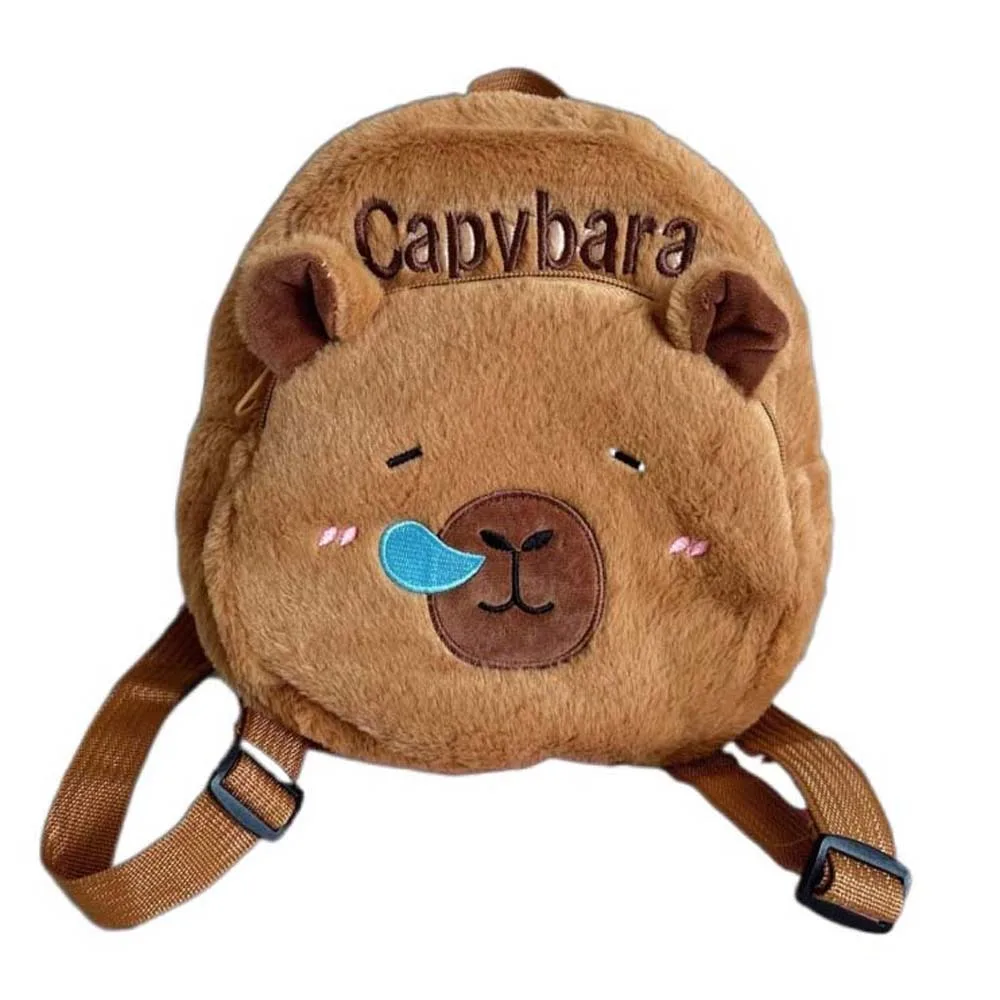 

Cute Thickened Capybara Backpack Embroidered PP Cotton Cartoon Animal Daypack Furry Lightweight Large Capacity School Bag Gifts