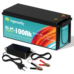 LiFePO4 Battery 100 Ah 24V, Lithium Battery 6000 Cycles and BMS Protection for Motorhome, Camping, Solar System, Boat