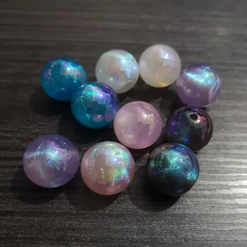 Wholesale Newest 12mm/16mm/20mm Acrylic  Illusion Glitter Plated UV Beads For Fashion Chunky Jewelry DIY /Hand Made  Design