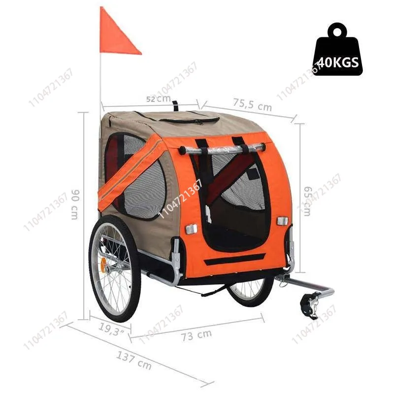 1pcs  Pet Bike Trailer,  Rim Rubber Tyre Wheels And Steel Frame Bicycle Cart Dog Carrier - view 2
