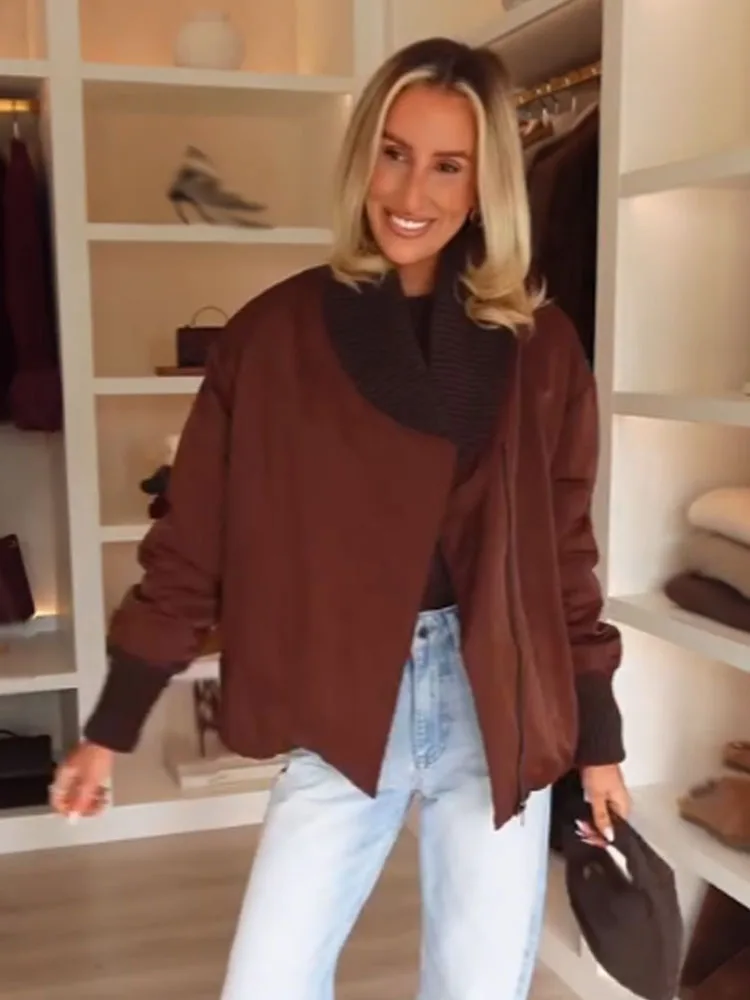 HH Cappotti stile Streetweer autunnali da donna Colletto alla coreana solido Bottoni Tasca con lacci Cerniera Giacche a maniche lunghe moda donna